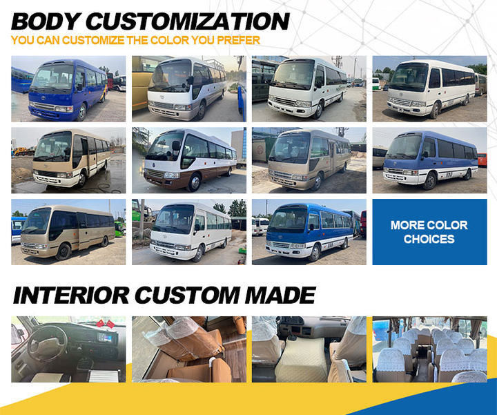 Buen estado 30 asientos Toyo ta Coaster Bus usado para transmisión Manual de tipo
