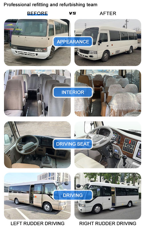 Buen estado 30 asientos Toyo ta Coaster Bus usado para transmisión Manual de tipo