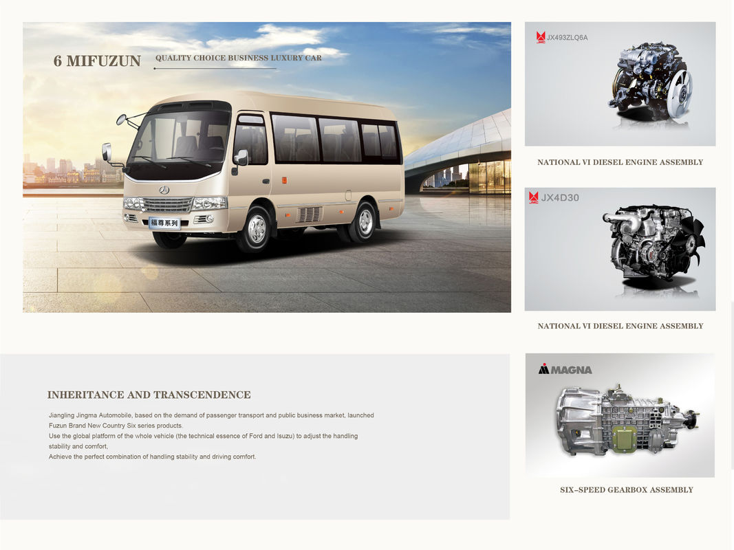 5300 kg G.V.W 6M autobús de montaña con motor diesel y neumático 7.00R16LT para el comercio de pasajeros